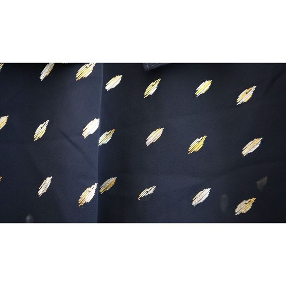 SLNY Women's Sz 16W Navy Gold Printed Flutter Knee Length Shift Party Dress $129 - Picture 5 of 13